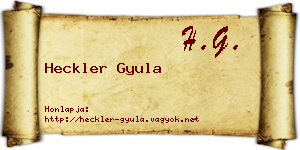 Heckler Gyula névjegykártya